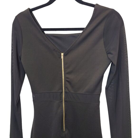 Charlotte Russe Black Long Sleeve Bodycon Sheer Cutout Mini Dress M - Picture 5 of 16